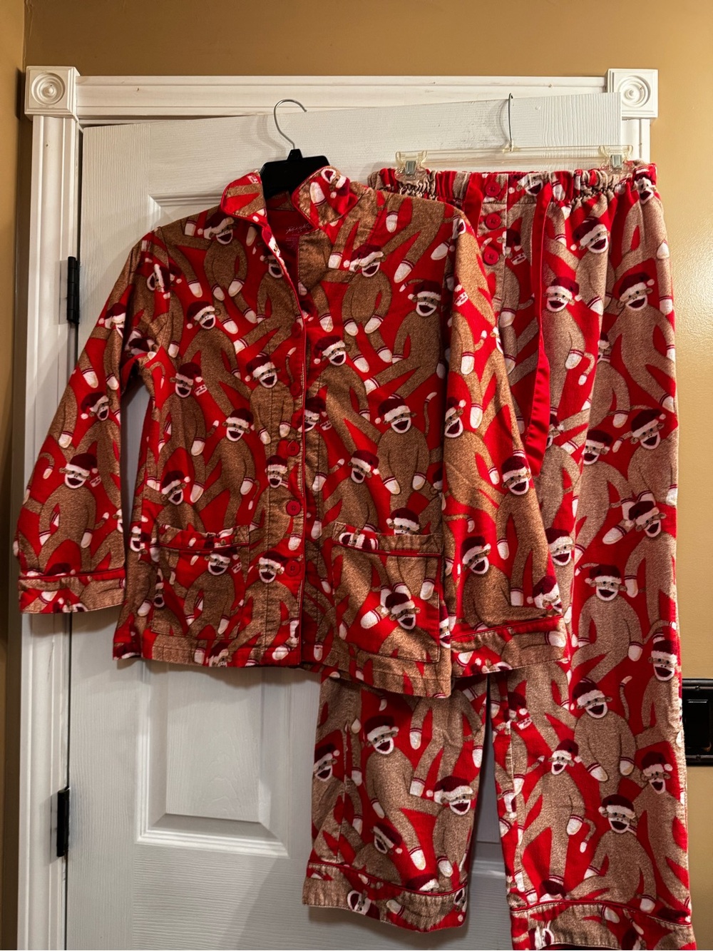 Ladies small Nick & Nora monkey Christmas pajamas